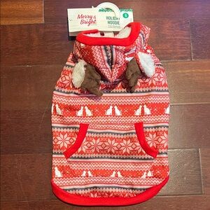 NWT Merry & Bright Collection Holiday Christmas Hoodie Reindeer Cat apperal Dog